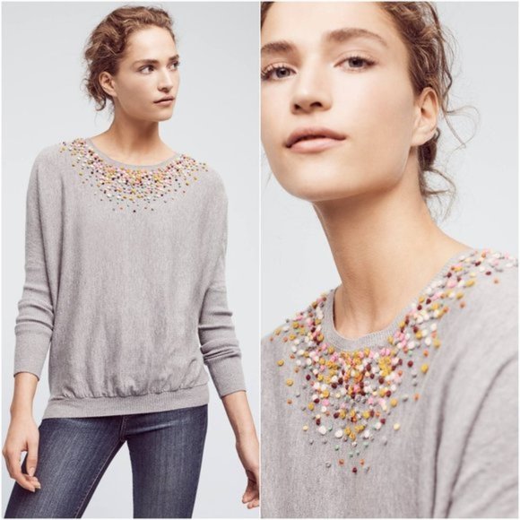 Anthropologie Knotted Confetti Pullover 